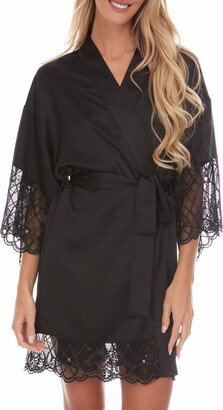 Gabby Lace Trim Satin Chermeuse Wrap