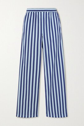 Sebline - Striped Cotton-poplin Wide-leg Pants - Blue