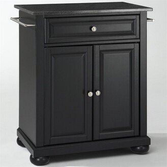 Wood Solid Black Granite Top Kitchen Island in Black - Pemberly Row