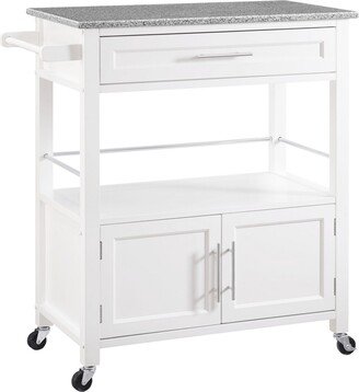 Cameron Kitchen Cart with Granite Top, White