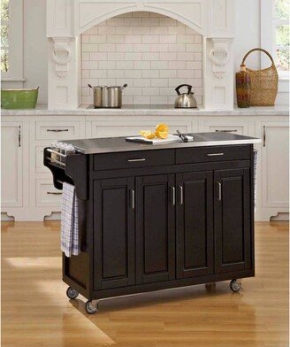 34.75 Kitchen Carts And Islands with Stainless Top Black/Silver