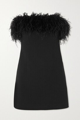 After Hours Strapless Feather-trimmed Cady Mini Dress - Black