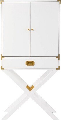 Claude Tall Bar Cabinet with Storage White/Gold - Aiden Lane