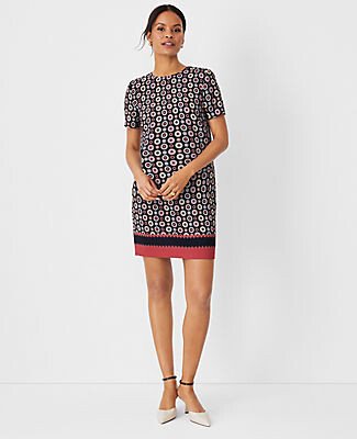 Petite Geo Border Shift Dress