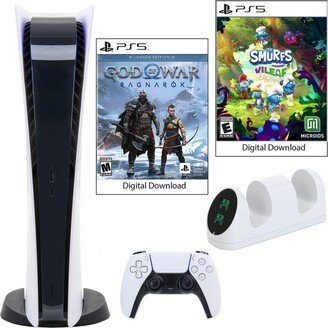 Playstation PS5 Digital Gow Console with The Smurfs and Dual Charging Dock