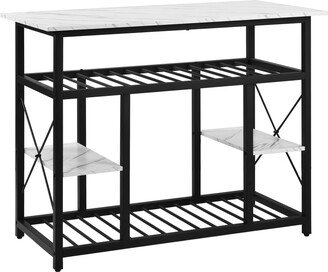 GREATPLANINC Kitchen Island Kitchen Shelf w/ Countertop Artificial Marble Table Top