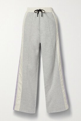 Shell-trimmed Cotton-blend Jersey Track Pants - Gray