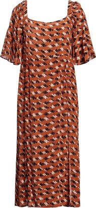 EMMA & GAIA RED Midi Dress Rust