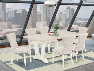 Dinette Room Set - a Rectangular Table and Upholstered Dining Chairs - Linen White Finish
