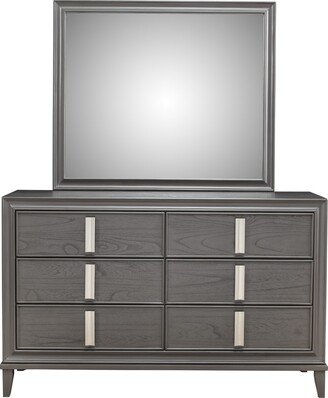 62 Dark Gray Solid Wood Six Drawer Double Dresser