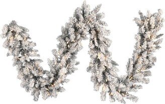 Frosted Silver Artificial Christmas Garland, Warm White Dura-lit LED Lights