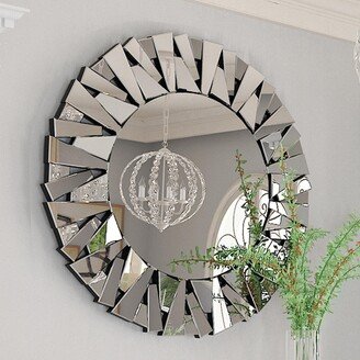 AESOME 32 Modern Frameless Round Beveled Glass Wall Mirror