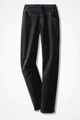 Women's Pull-On Stretch Corduroys Pants - Black - 6P - Petite Size