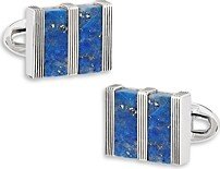 Lapis Inlay Rhodium Plated Cufflinks