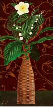 Pablo Esteban Wicker Vase Over Red 1 Canvas Art - 27 x 33.5