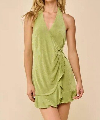 Blue Blush Sulplice Neckline Trim Detailed Ruffle Romper In Green Apple