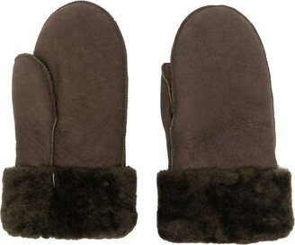 Decorative-Stitch Sheepskin Gloves