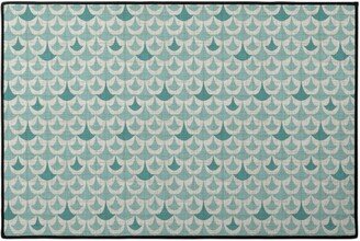 Door Mats: Rhapsody - Beige And Teal Door Mat, Green