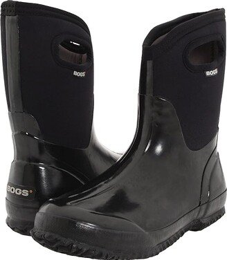 Classic Mid Handle (Black Shiny) Women's Waterproof Boots