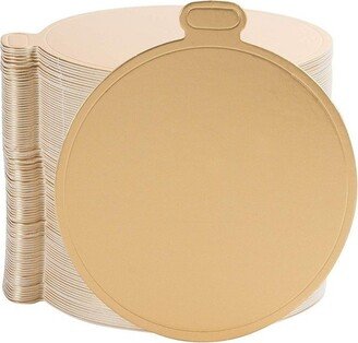 Juvale 100 Pack Gold Mini Cake Boards, Round Dessert Plates Base for Cake (3.8 x 3.4 in)