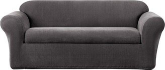 2pc Stretch Oxford Sofa Slipcover Gray