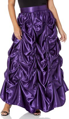 Daisy Corsets Women's Plum Satin Hi Low Ruched Ruffle Skirt-AA