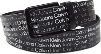 Men's Reversible Printed Logo Belt - Black/black