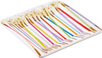 Caspari Square Birthday Candle Cake Plate Multicolor Pkg/8