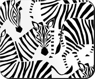 Mouse Pads: Zebras - Black & White Mouse Pad, Rectangle Ornament, Black