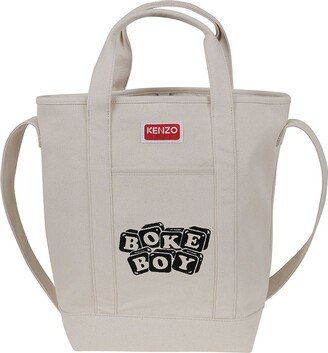 Logo Patch Hook-Fastened Top Handle Bag