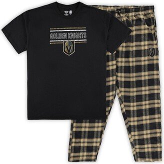 Men's Black, Gold Vegas Golden Knights Big and Tall T-shirt and Pajama Pants Sleep Set - Black, Gold