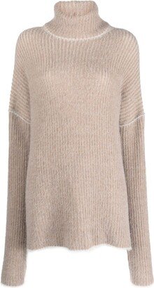 Ribbed-Knit Roll-Neck Jumper-AD