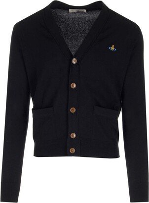 Signature Orb Logo Embroidered V-Neck Cardigan-AA