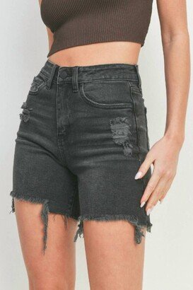 Just Black Denim Megan Weekender Short In Washed Black