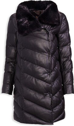 Shearling & Leather Puffer Coat