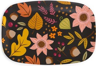 Serving Platters: Autumn Fall Floral - Dark Serving Platter, Multicolor