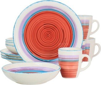 Home Richvale 12 Piece Round Durastone Dinnerware Set in Red