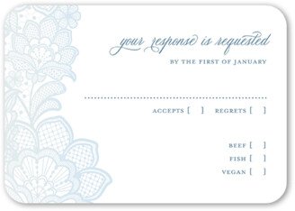 Rsvp Cards: Lace Frill Wedding Response Card, Blue, Signature Smooth Cardstock, Rounded