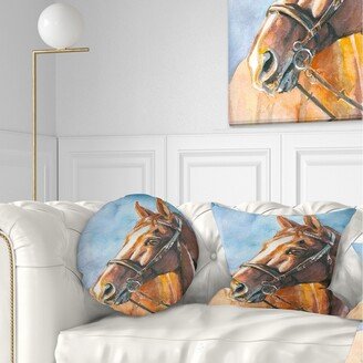 Designart 'Brown Horse with Bridle' Abstract Throw Pillow