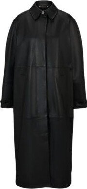 Relaxed-fit coat in Nappa leather with concealed closure