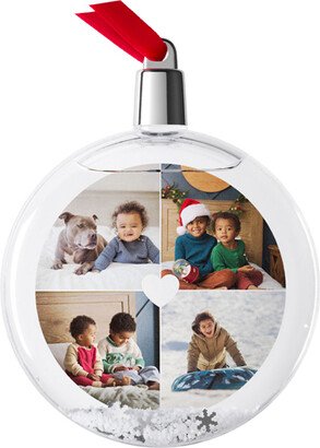 Ornaments: Heart Grid Snow Globe Ornament, White, Circle