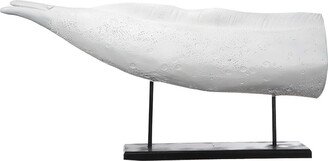 Decorative Polyresin Eel On a Rectangular Stand, White And Black