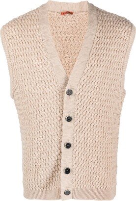 wool V-neck button-up vest