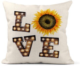 Love Pillow Cover, Sunflower Decor, Autumn Sunflower, Fall Pillow, Decor Living Room Farmhouse Marquee X-Fal004