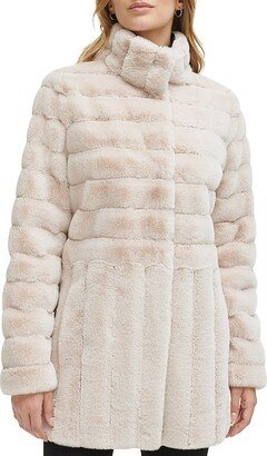 Channel Quilted Faux Fur Coat