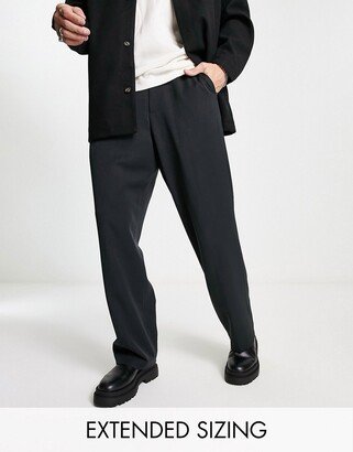 wide leg smart pants in black-AA