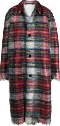 Tartan-Check Brushed Midi Coat