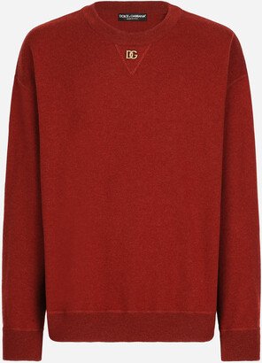 Cashmere round-neck sweater with logo