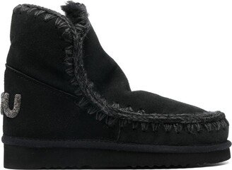 Glitter-Logo Suede Ankle Boots