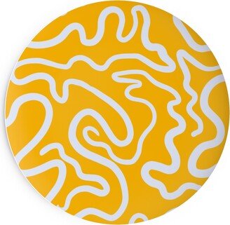 Salad Plates: Viens - Yellow Line Abstract Salad Plate, Yellow